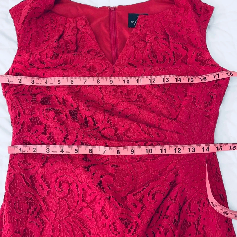 Adrianna Papell Fuchsia Lace V-neck Cap Sleeve Desk